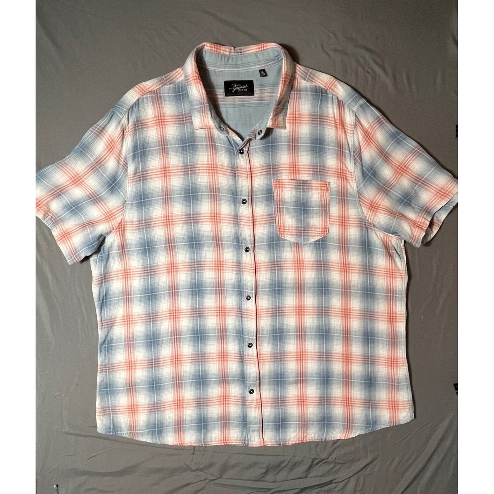 Jeremiah Premium Co Plaid Shirt XXL Blue Red Short Sleeve Soft Casual Button‎ Up
